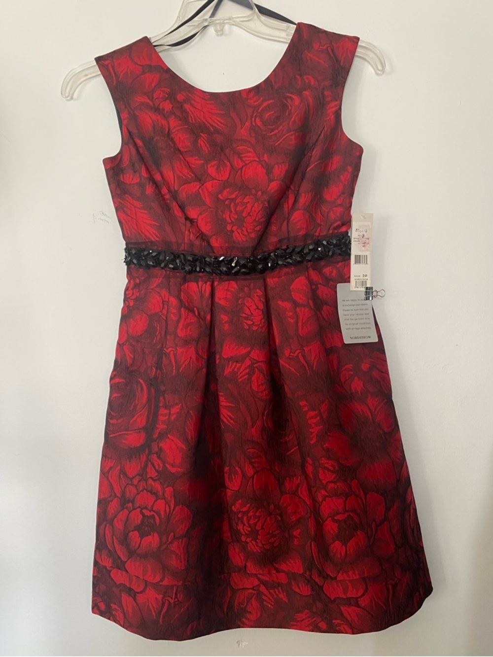 NWT NORDSTROM Eliza J Cocktail dress with Black Beaded Waistband 2P
